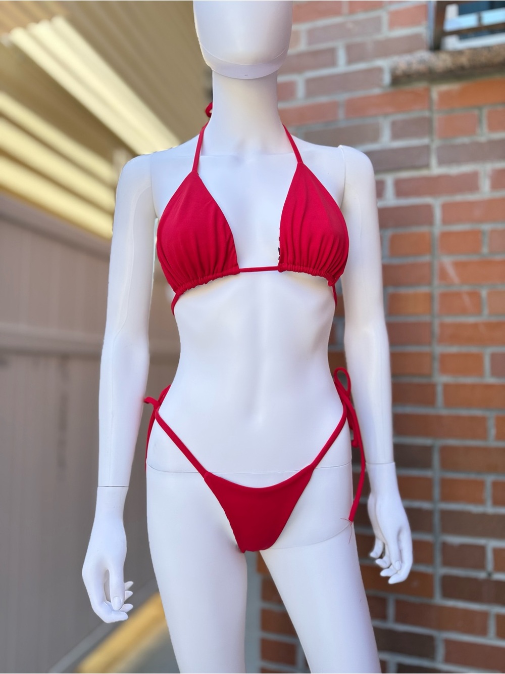 Red String Zebra Print Triangle Bikini - Picture 10 of 16